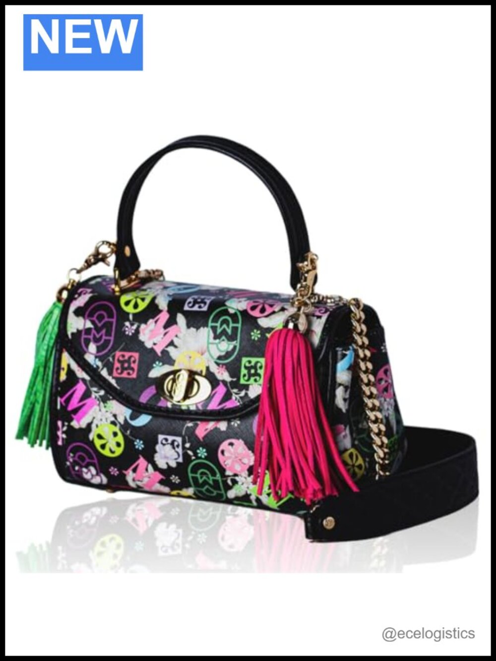Italian Leather Top Handle Satchel with Crossbody Strap Logo Turn Lock Closure